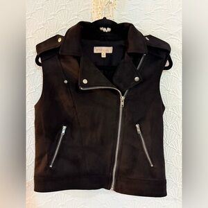 Philosophy Black Suede Sleeveless Moto Vest